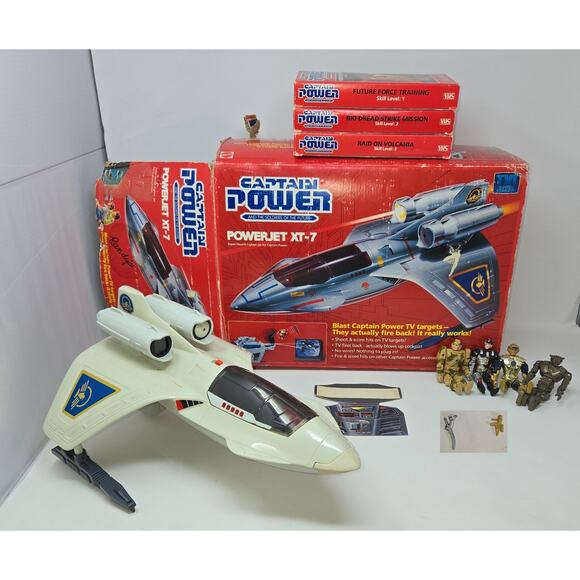Captain Power Powerjet XT-7 4 Action Figures Weapon 3 VHS Tape Lot 1987 Complete - Picture 1 of 16